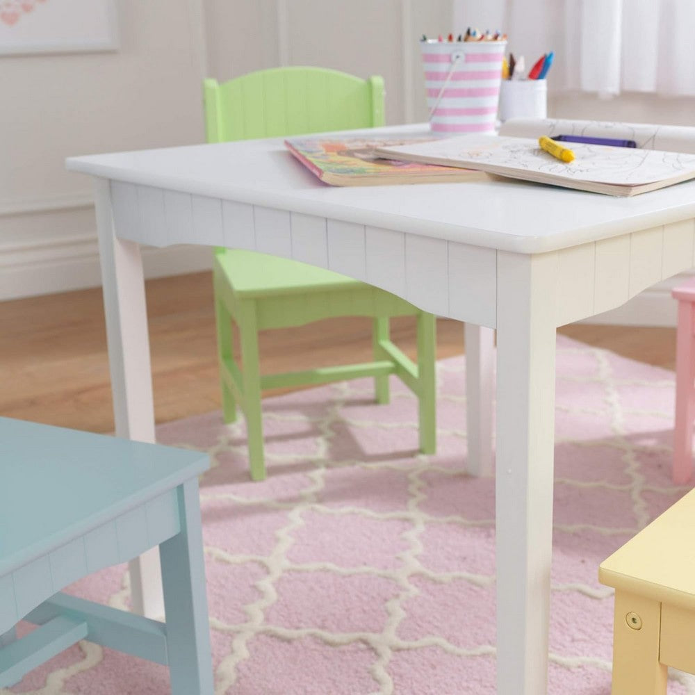 Homesmiths Kids' Wooden Table and 4 Pinewood Chairs Set, Durable and Stylish Furniture for Kids, Pastel Colors – Perfect Gift for Ages 3-8