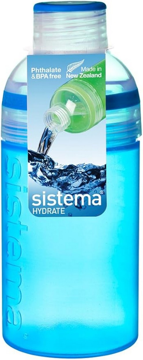 Sistema Trio Bottle, Leak-Proof, Durable, Reusable, Drink Bottle Assorted Colors, 1 Piece, 480ml