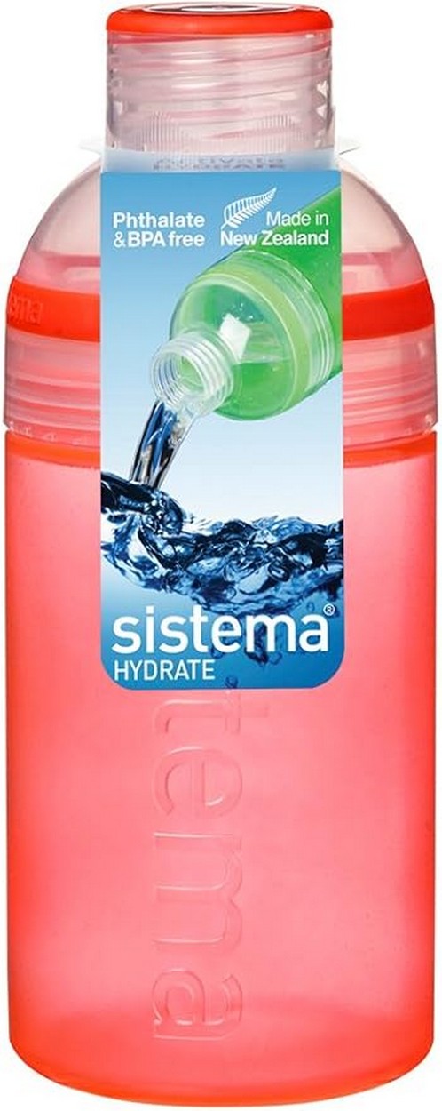 Sistema Trio Bottle, Leak-Proof, Durable, Reusable, Drink Bottle Assorted Colors, 1 Piece, 480ml