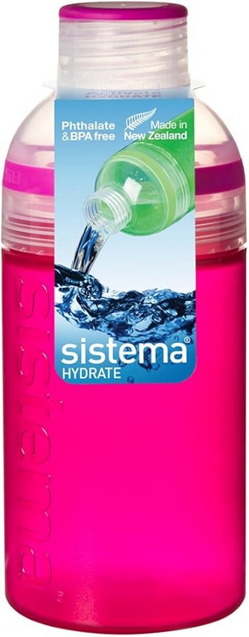 Sistema Trio Bottle, Leak-Proof, Durable, Reusable, Drink Bottle Assorted Colors, 1 Piece, 480ml