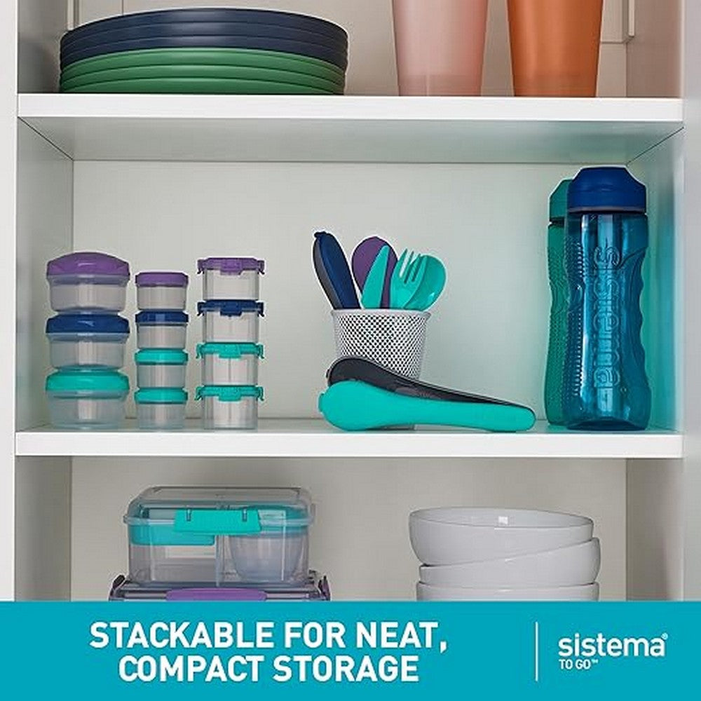 Sistema Dressing To Go, Food Storage, Condiment Containers, Travel-Friendly, Compact Design, 4 Pack