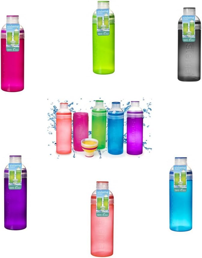 Sistema Hydrate Trio Bottle Durable, Lightweight Water Bottle, Portable, Easy Clean, Assorted Colors, 700ml