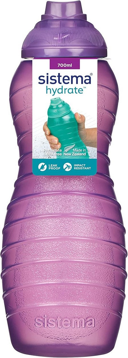 Sistema Davina Water Bottle, Portable, Drink Bottle, Lightweight, Travel-Friendly, Twist N Sip, Assorted 1 Piece, 700ML