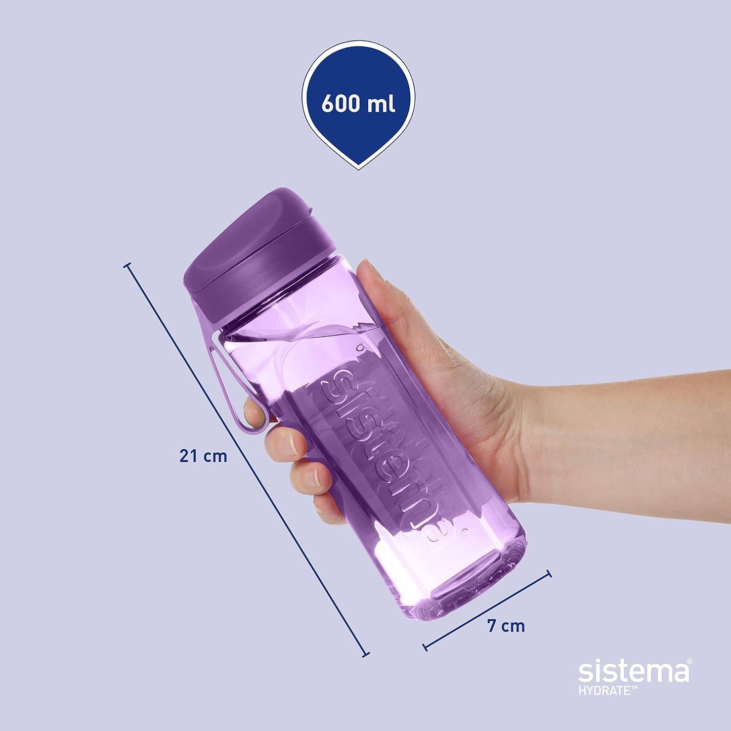 Sistema Hydrate Tritan Swift Water Bottle | 600 ml | Leakproof Water Bottle | BPA-Free | Recyclable with TerraCycle®| Assorted Colours