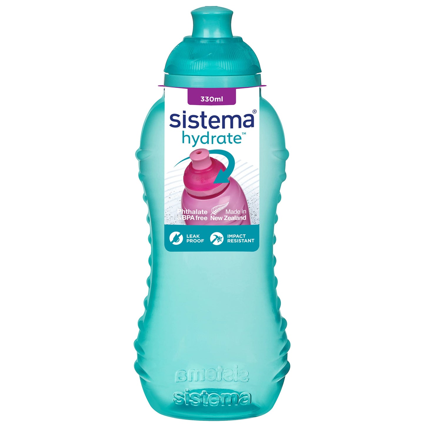 Sistema Twist 'n' Sip Squeeze Kids Water Bottle, Leakproof Water Bottle, 330 ml, BPA-Free, Assorted Colours