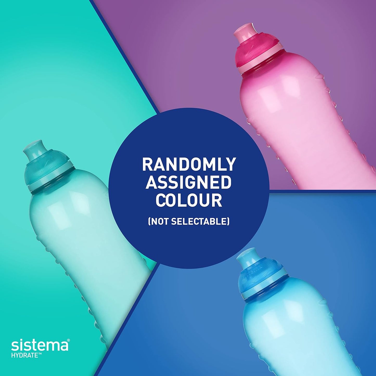 Sistema Twist 'n' Sip Squeeze Sports Water Bottle | Leakproof 620 ml BPA-Free Assorted Colours