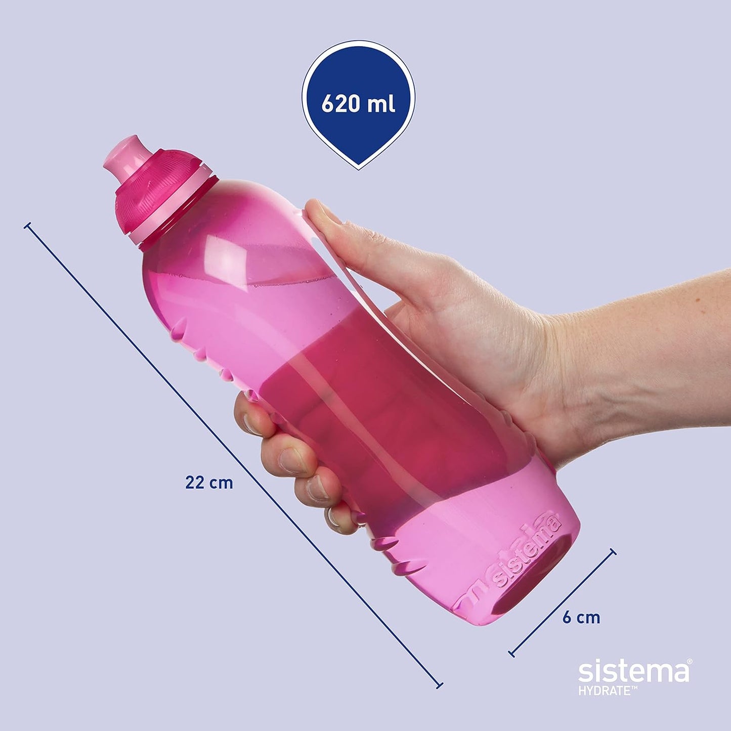 Sistema Twist 'n' Sip Squeeze Sports Water Bottle | Leakproof 620 ml BPA-Free Assorted Colours