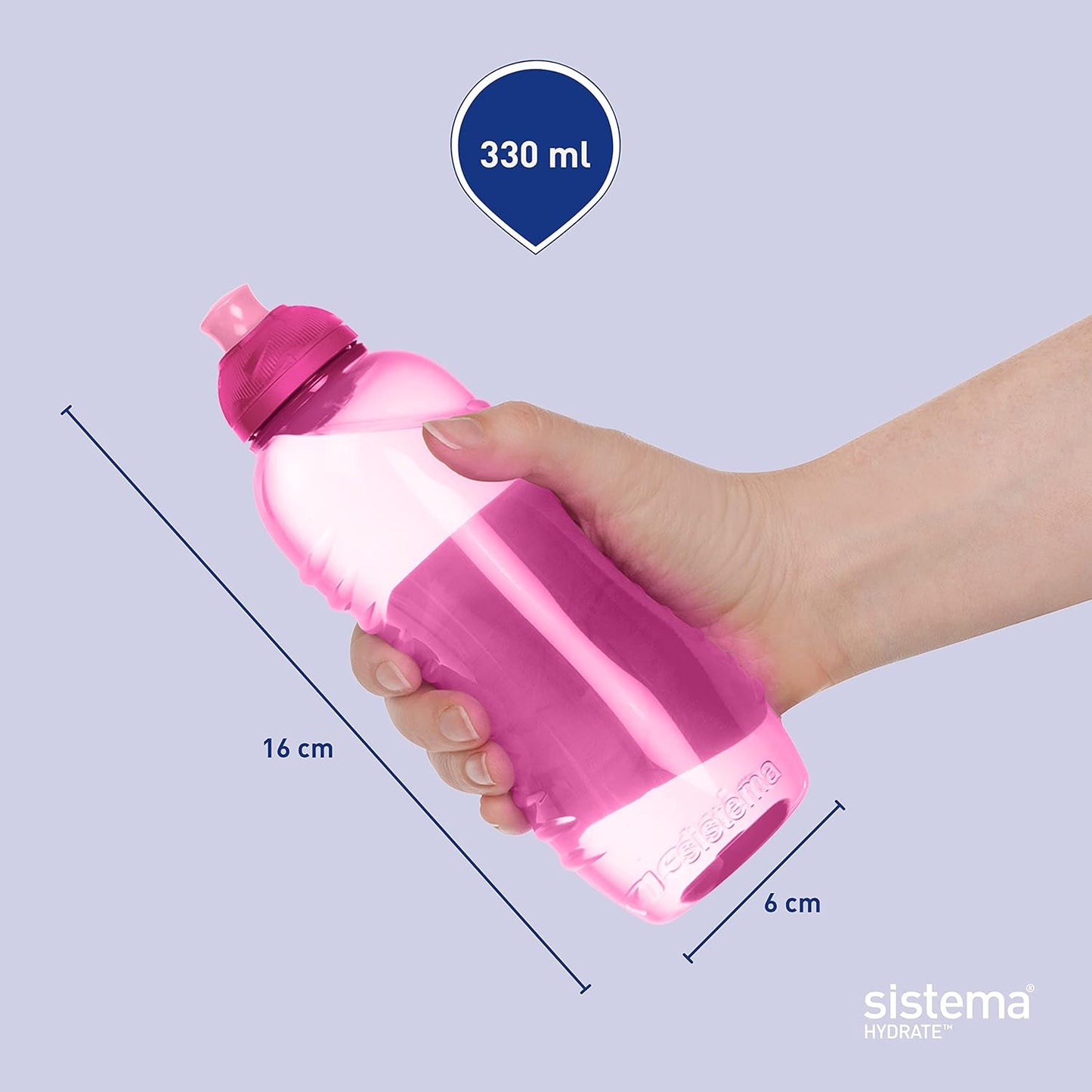 Sistema Twist 'n' Sip Squeeze Kids Water Bottle, Leakproof Water Bottle, 330 ml, BPA-Free, Assorted Colours