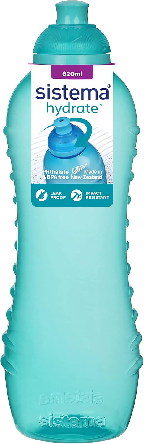 Sistema Twist 'n' Sip Squeeze Sports Water Bottle | Leakproof 620 ml BPA-Free Assorted Colours