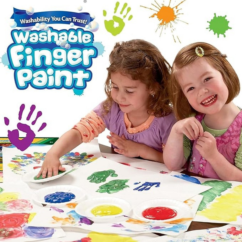 Crayola Washable Fingerpaint, 3-Count, Bright Colors, Non-Toxic, Ideal for Kids, Art Projects, Creative Supplies, Safe for Children, 8 oz