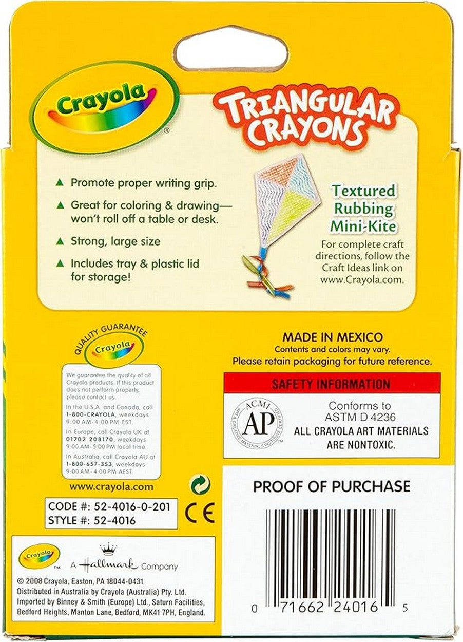 Crayola 16-Count Triangular Crayons - Vibrant Colors, Easy to Grip, Art Supplies, Creative Projects, Classroom Essentials, Ergonomic Design