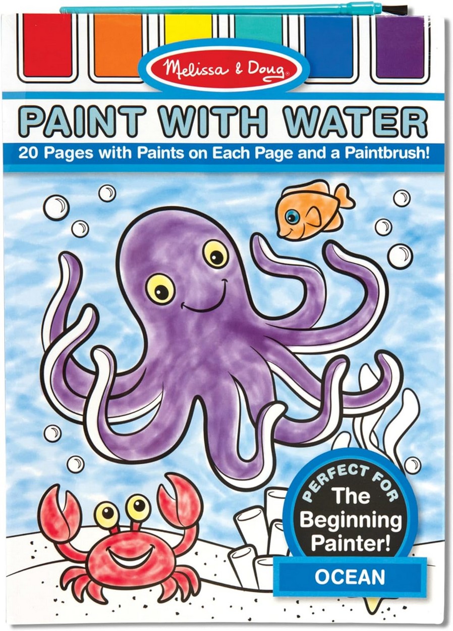 Melissa & Doug Paint with Water – Ocean Theme, Watercolor Painting Set for Kids, Non-Toxic, Creative Art Activity