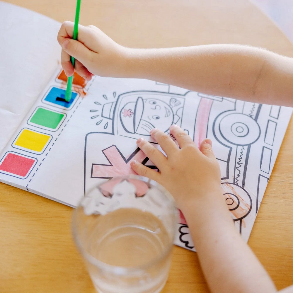 Melissa & Doug Paint with Water – Vehicles Theme, Easy Watercolor Painting Set for Kids, Non-Toxic, Creative Art Activity, Fun for Ages 3+