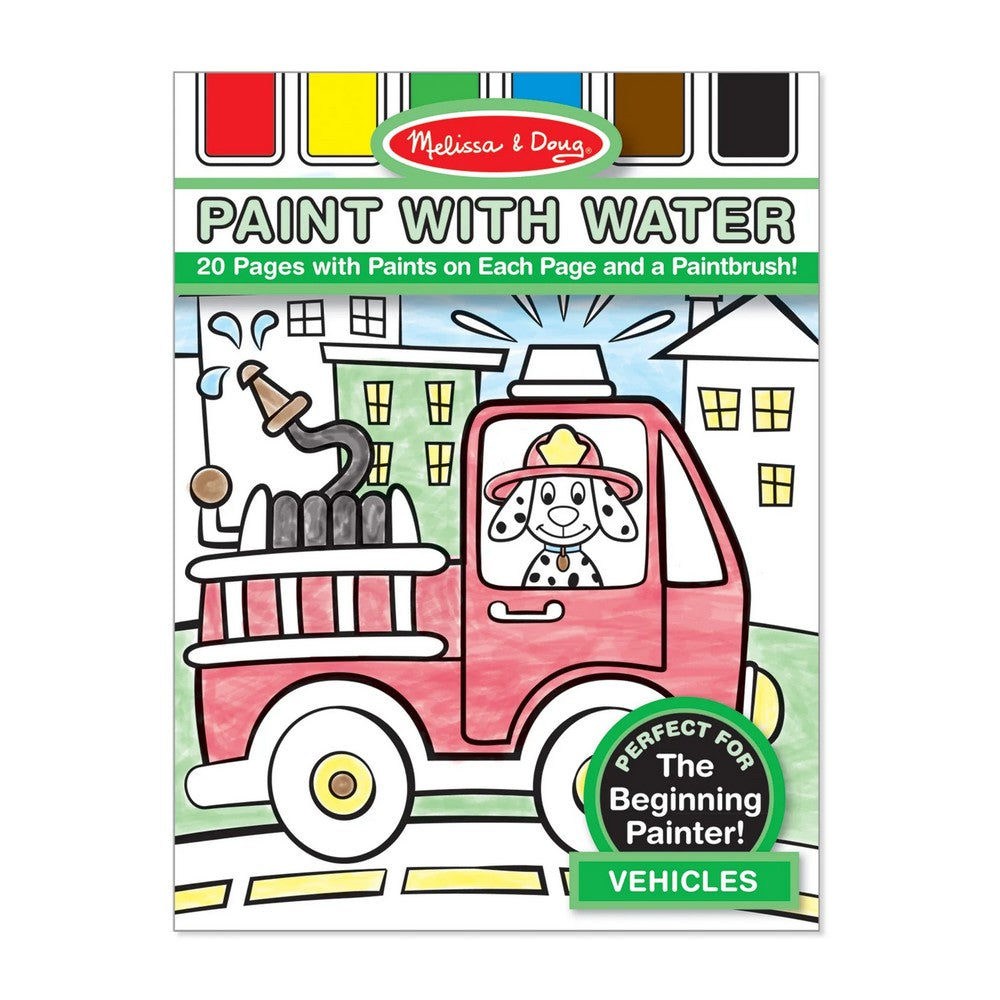 Melissa & Doug Paint with Water – Vehicles Theme, Easy Watercolor Painting Set for Kids, Non-Toxic, Creative Art Activity, Fun for Ages 3+