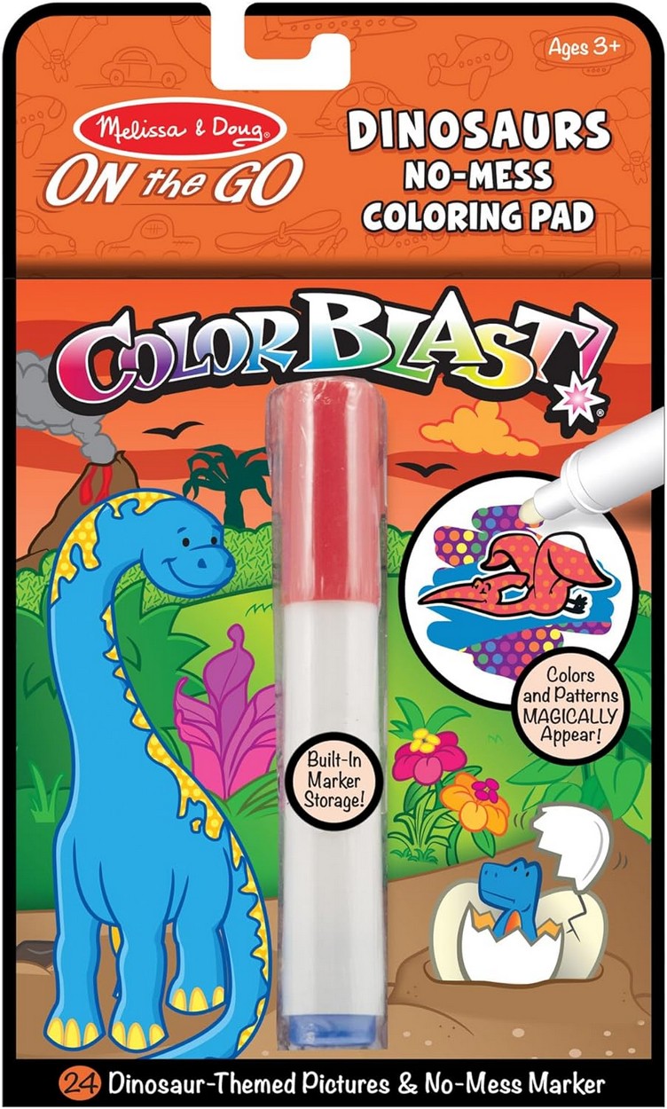 Melissa & Doug ColorBlast – Dinosaur-Themed Pictures with Built-In Pen, Mess-Free Color Pad for Kids, Creative Fun, Ideal for Ages 3+