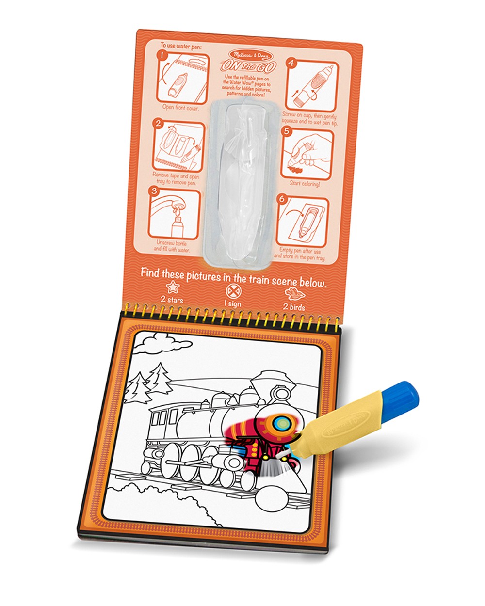 Melissa & Doug Water WOW – Vehicles Theme, Reusable Water Reveal Activity Pad for Kids with Buil-In Pen, Mess-Free, Non-Toxic, Ideal for Ages 3+, Travel-Friendly