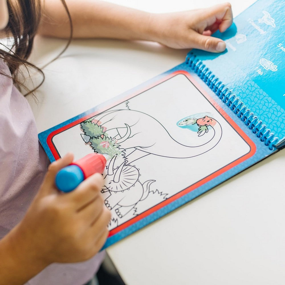 Melissa & Doug Water WOW – Dinosaur Theme, 4 Reusable Water Reveal Activity Pad for Kids with Water pen, Mess-Free, Ideal for Ages 3+, Fun Learning
