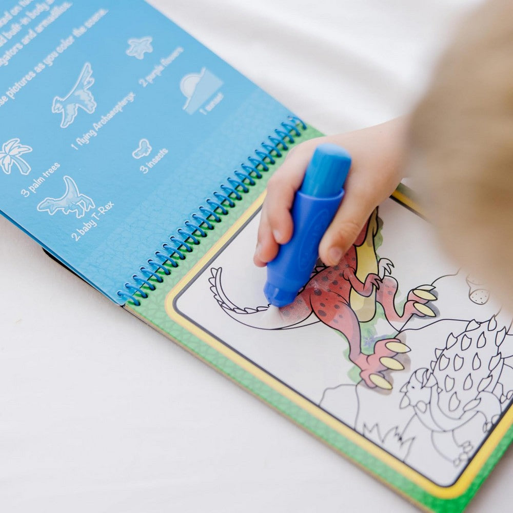 Melissa & Doug Water WOW – Dinosaur Theme, 4 Reusable Water Reveal Activity Pad for Kids with Water pen, Mess-Free, Ideal for Ages 3+, Fun Learning