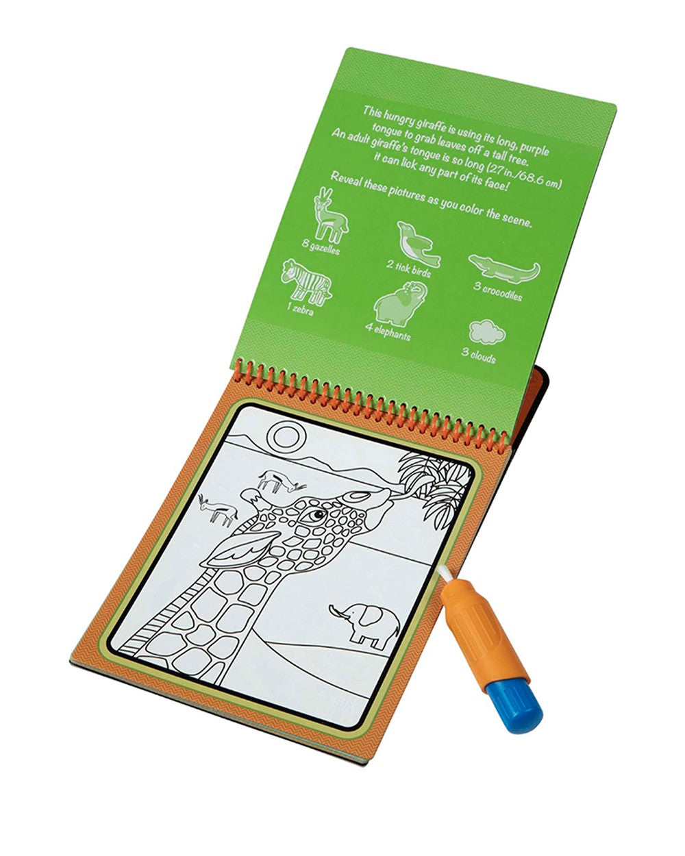 Melissa & Doug Water WOW – Safari Theme, 4 Reusable Pads with Refillable Water Pen, For Kids, Mess-Free, Non-Toxic, Ideal for Ages 3+, Educational Fun