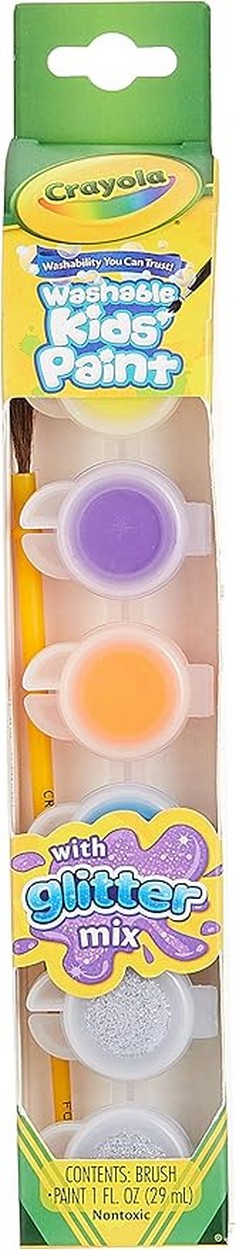 Crayola 6-Count Washable Kids' Paint Pots, Glitter Effects - Glitter Finish, Ideal for Art Projects, Creative Supplies,Kids Painting Supplies