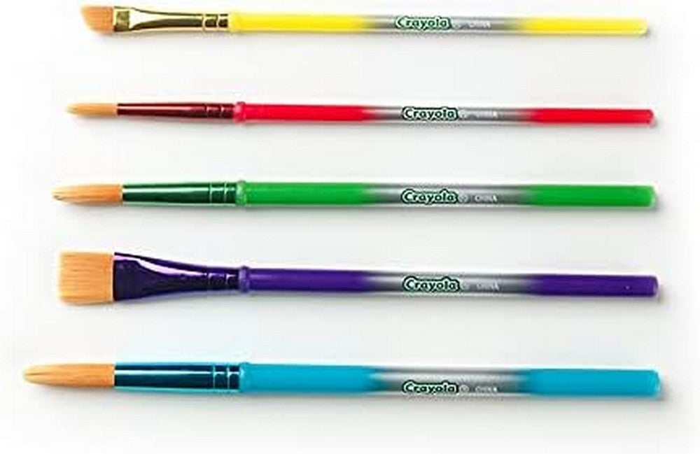 Crayola 5-Count Art and Craft Brush Set Ideal for Kids, Multi-Purpose Brushes, Smooth Application, Art Supplies, Painting, Crafting Tools