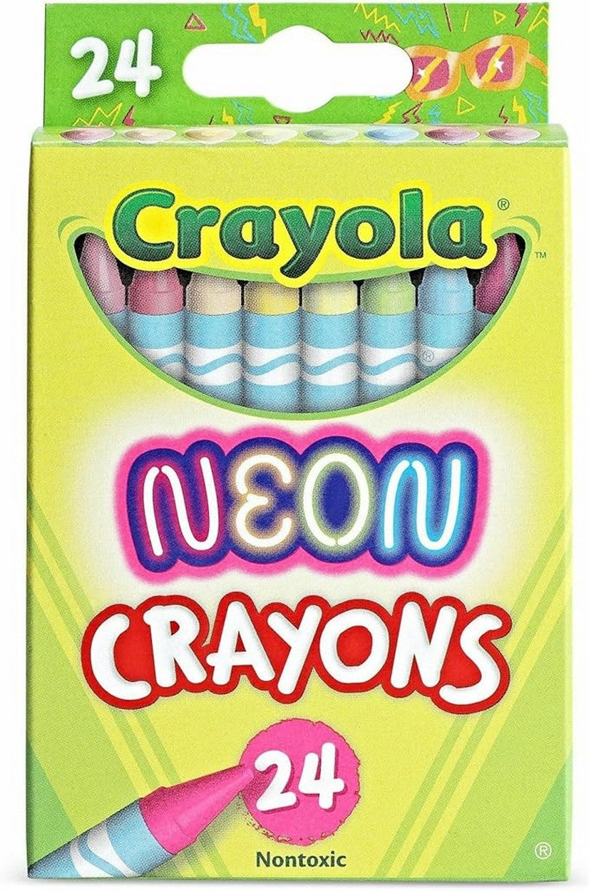 Crayola 24-Count Neon Crayons - Vibrant Colors, Bright Neon Shades, Art Projects, Creative Supplies, Classroom Essentials