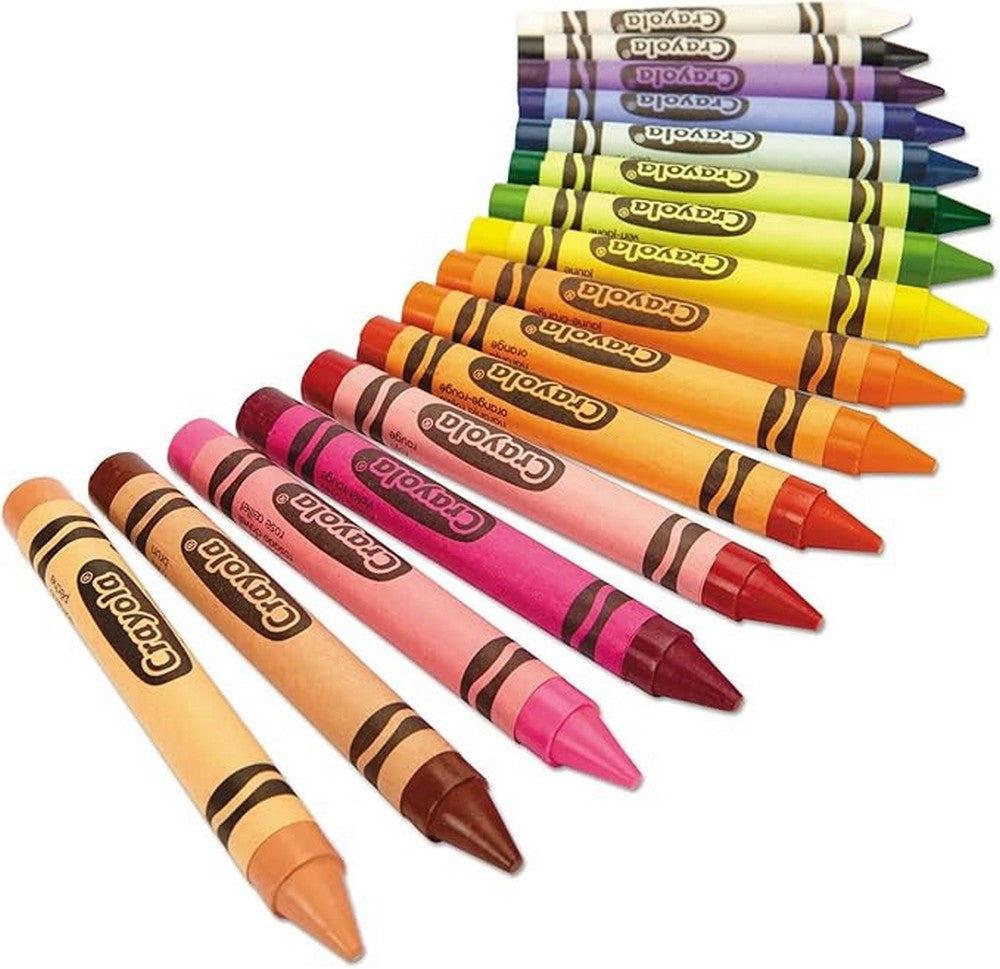 Crayola 16-Count Large Crayons - Lift Lid Box, Vibrant Colors, Easy to Grip, Ideal for Kids, Classroom Supplies, Mess-Free