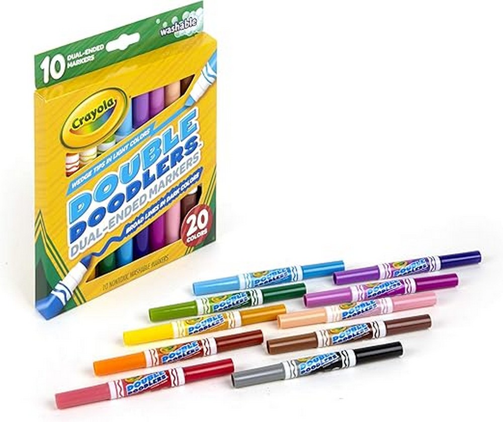 Crayola 10-Count Washable Double Doodlers Dual Ended Markers - Vibrant Colors, Dual Tip Markers, Art Projects, Creative Supplies