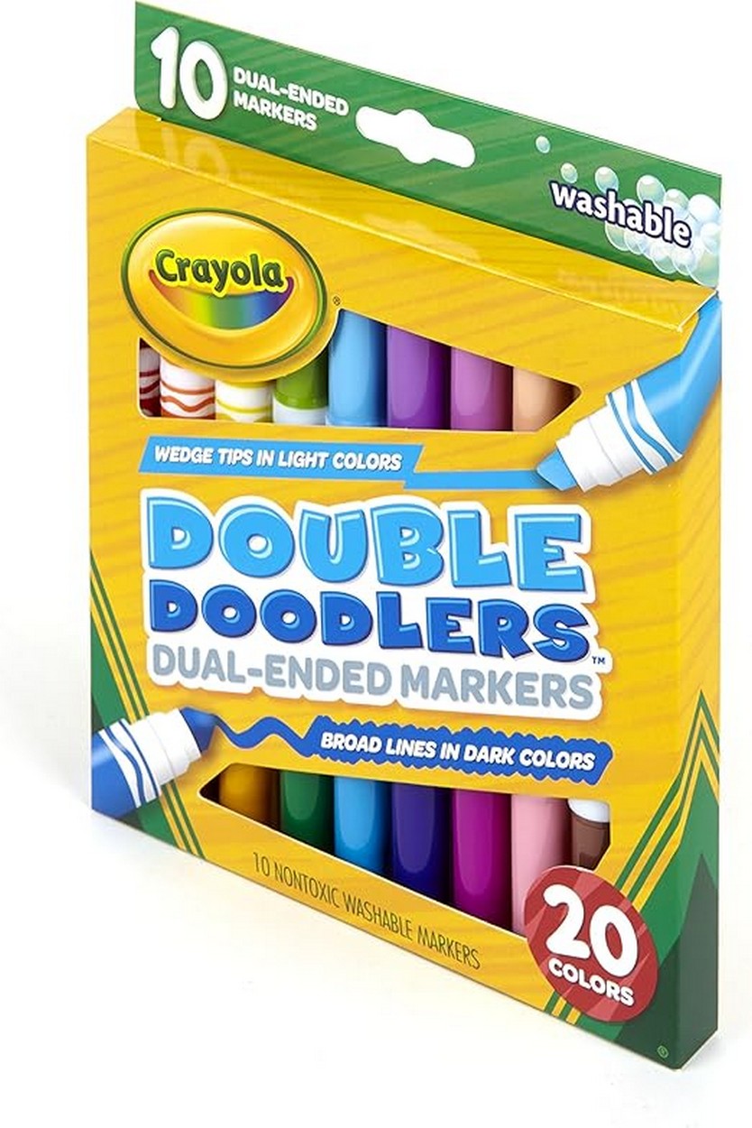 Crayola 10-Count Washable Double Doodlers Dual Ended Markers - Vibrant Colors, Dual Tip Markers, Art Projects, Creative Supplies
