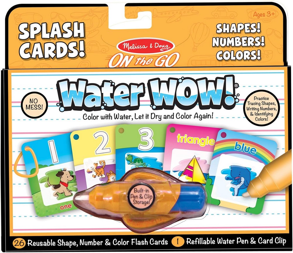 Melissa & Doug Water WOW! Splash Cards – Shapes, Numbers & Colors Theme, Reusable Water Reveal Activity Cards for Kids, Ideal for Ages 3+