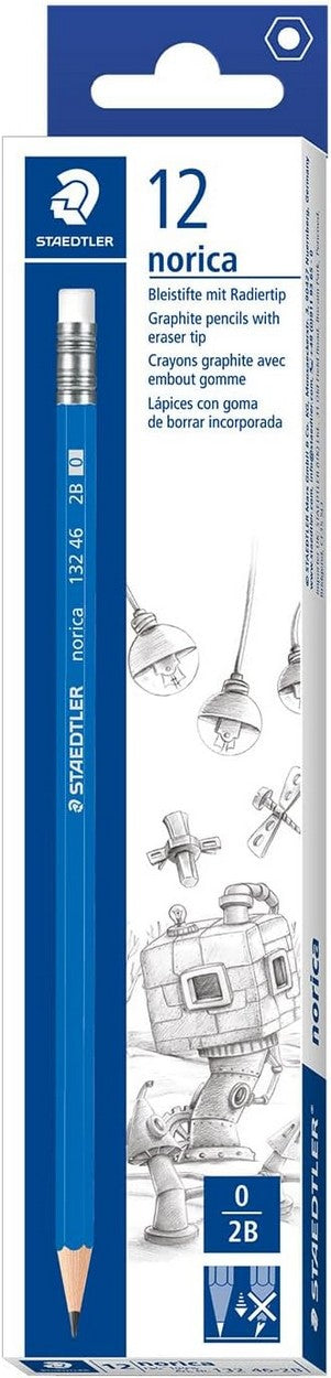 Staedtler Norica Pencil with Rubber Tip – Premium Quality, Erasable Graphite Pencils for Writing, Drawing, and School Use, Pack of 12