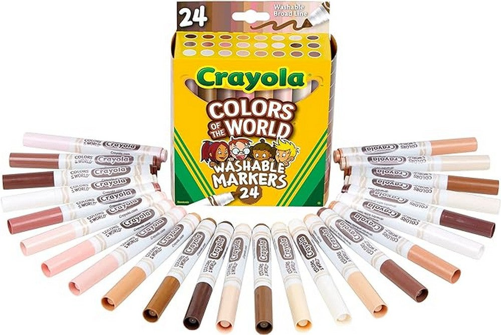 Crayola Colors of the World Washable Markers, Pack of 24 - Vibrant Colors Creative Supplies, Diverse Palette