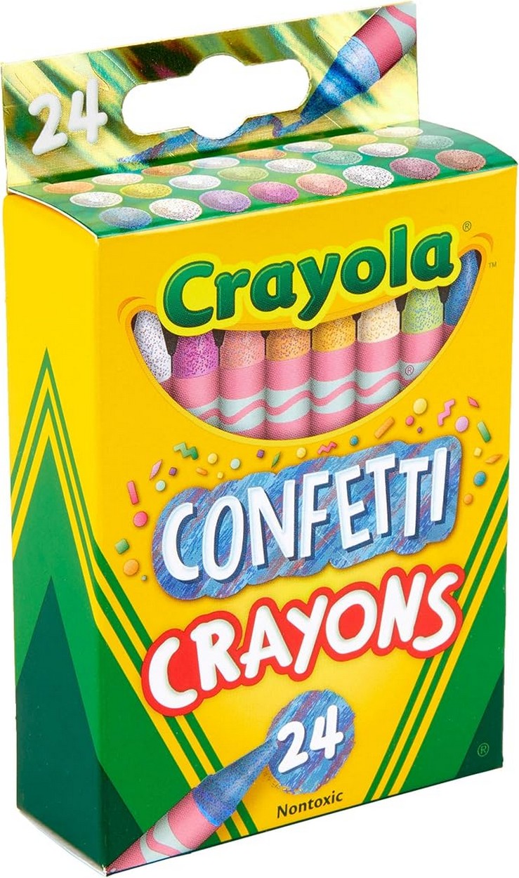 Crayola Confetti Crayons - Vibrant Colors, Non-Toxic, Easy to Use, Ideal for Kids, Art SuppliesCreative Projects, Gift Set, Fun Crafting, Pack of 24