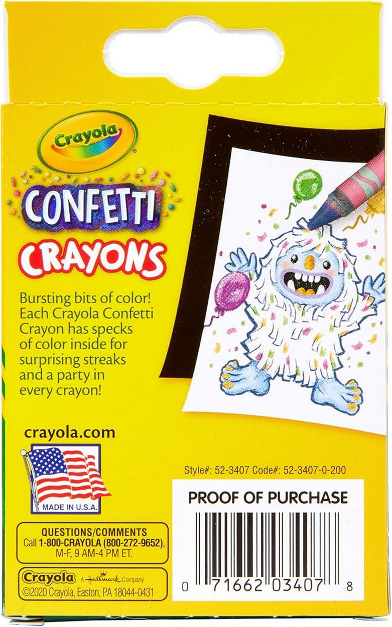 Crayola Confetti Crayons - Vibrant Colors, Non-Toxic, Easy to Use, Ideal for Kids, Art SuppliesCreative Projects, Gift Set, Fun Crafting, Pack of 24