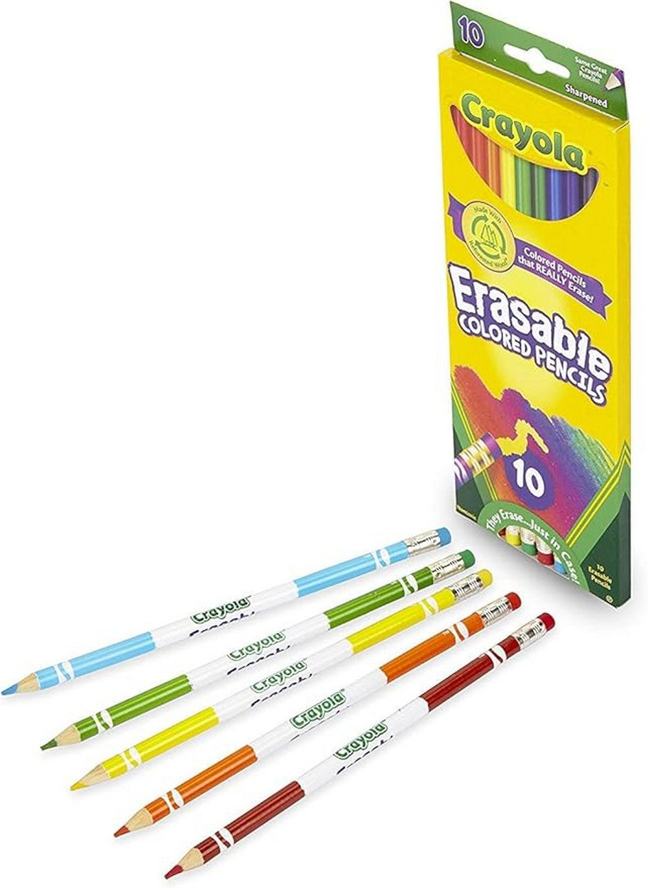 Crayola Erase Color Pencils, Pack of 10 - Vibrant Colors, Ideal for School, Art Projects, Creative Supplies, Easy to Sharpen, Multi-Use Pencils