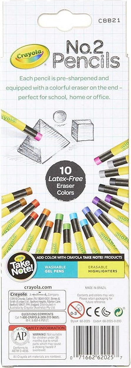Crayola 20 Count No.2 Pencils, Latex Free Colored Erasing, Smooth Writing Graphite, Pre sharpened
