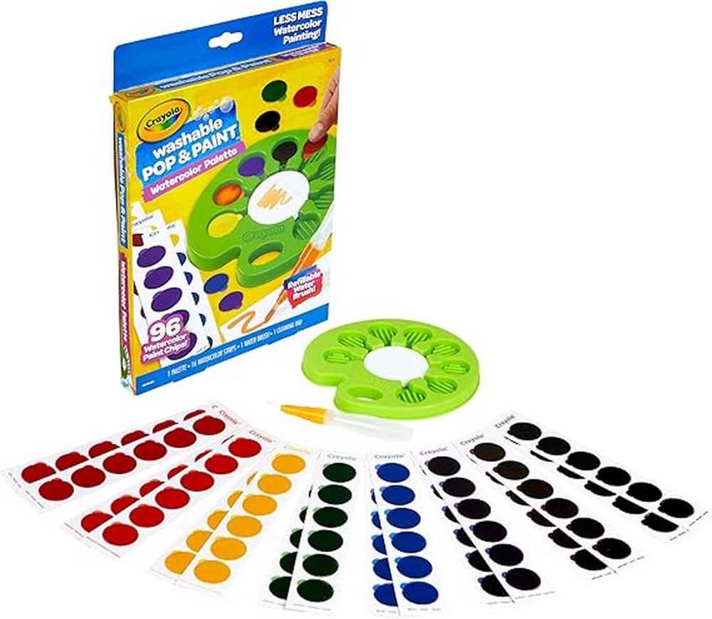 Crayola Pop & Paint Washable Watercolor Palette - Vibrant Colors, Kids Art Supplies, Washable Paint, Creative Projects, Compact Design, Gift Set, Fun for Children