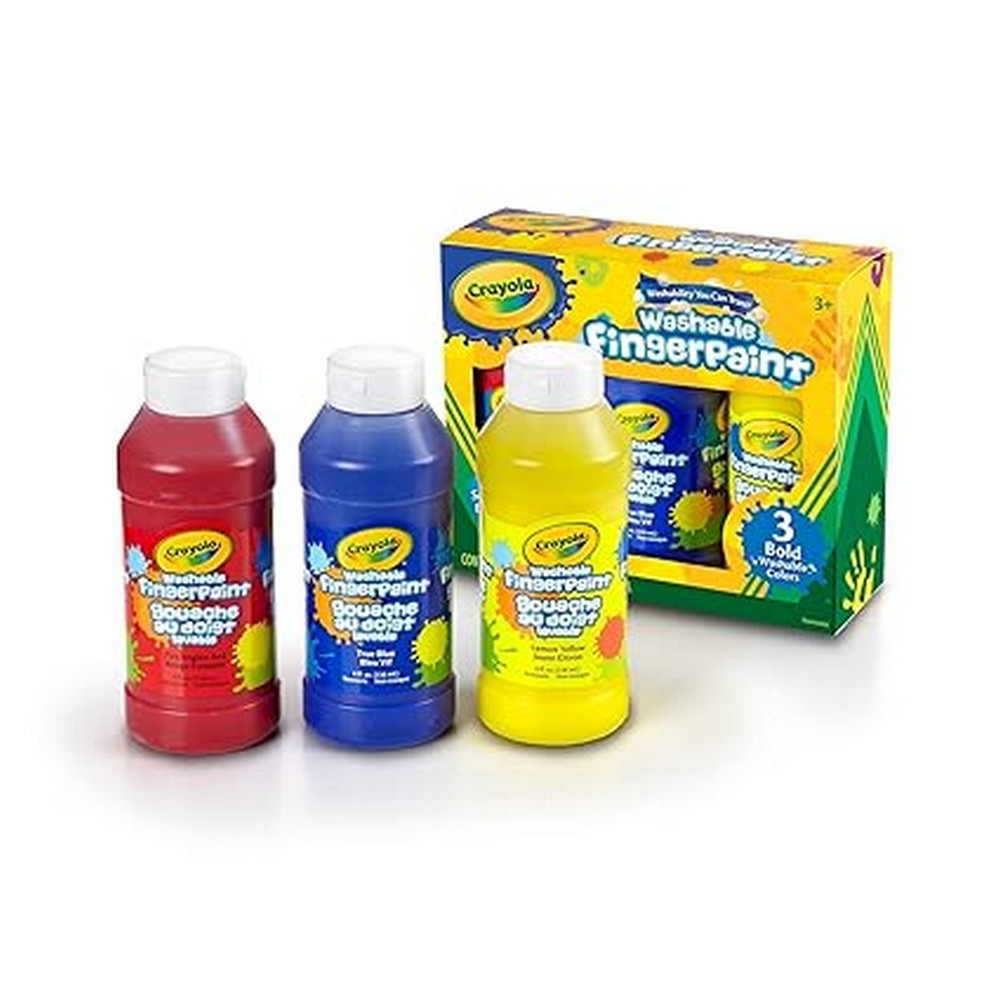 Crayola 8oz Washable Fingerpaint, Bold Colors, Ideal for Kids, Art Projects, Creative Supplies, Safe for Children - Pack of 3