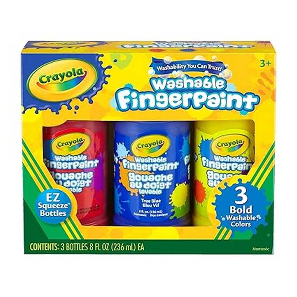 Crayola 8oz Washable Fingerpaint, Bold Colors, Ideal for Kids, Art Projects, Creative Supplies, Safe for Children - Pack of 3
