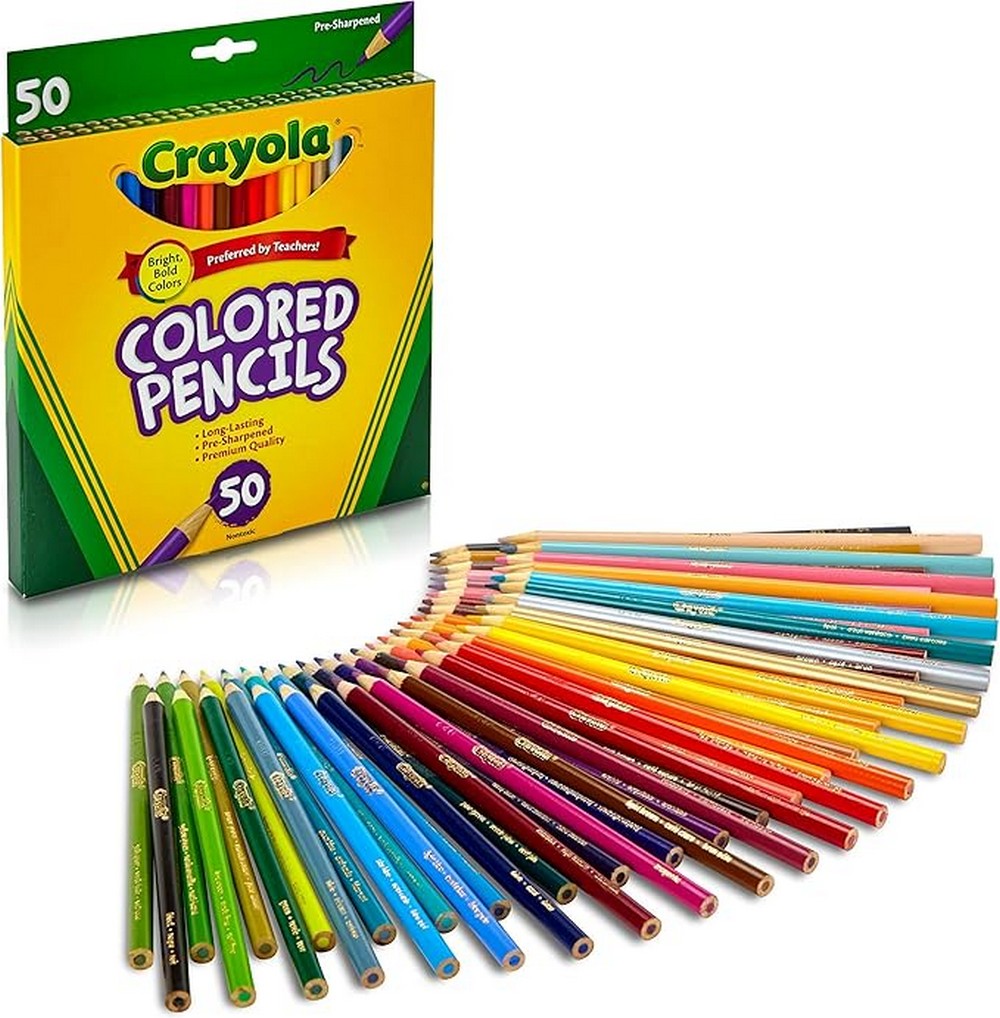 Crayola Colored Pencils Long - Vibrant Colors, Ideal for Kids, Art Supplies, Creative Projects, Classroom Essentials, Easy to Sharpen, Gift Set, Pack of 50