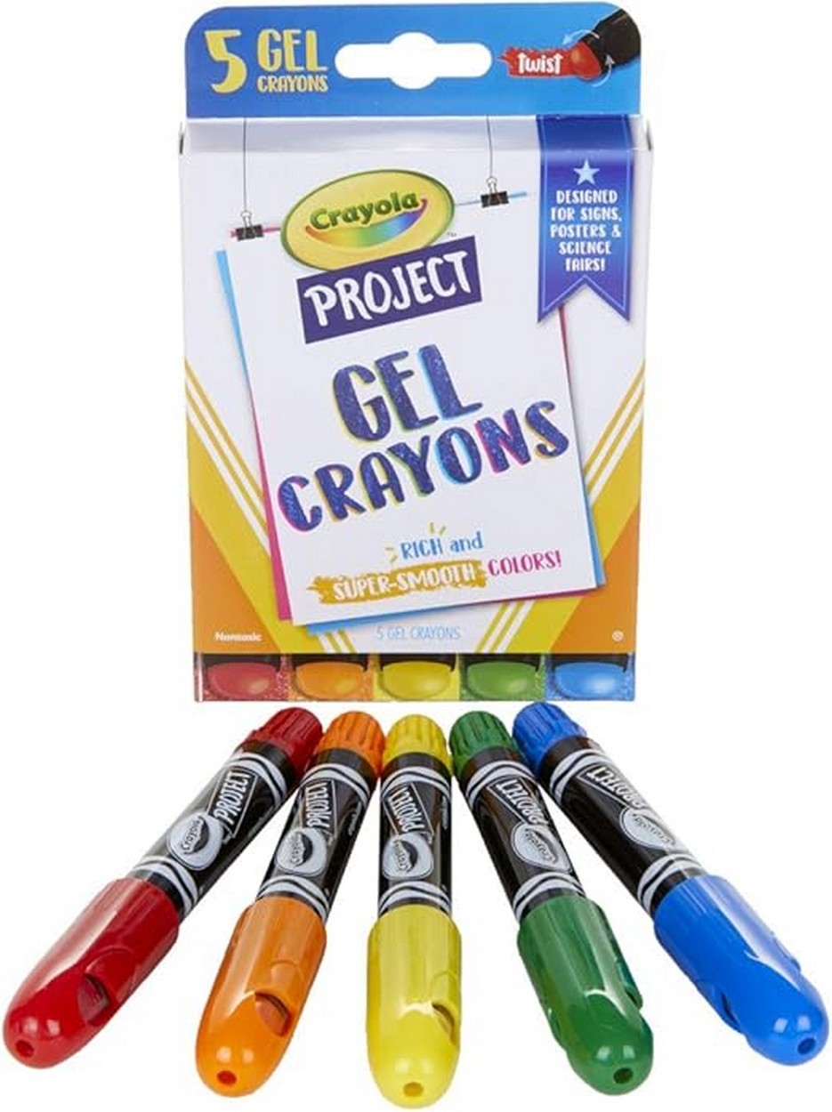 Crayola Project Gel Crayons, Pack of 5 - Vibrant Colors, Non-Toxic, Ideal for Art Projects, Creative Supplies, Washable, Durable, Kids Art Supplies