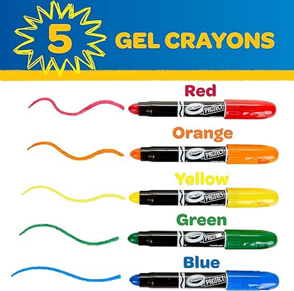 Crayola Project Gel Crayons, Pack of 5 - Vibrant Colors, Non-Toxic, Ideal for Art Projects, Creative Supplies, Washable, Durable, Kids Art Supplies