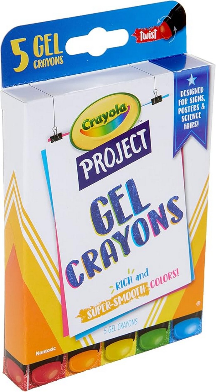 Crayola Project Gel Crayons, Pack of 5 - Vibrant Colors, Non-Toxic, Ideal for Art Projects, Creative Supplies, Washable, Durable, Kids Art Supplies