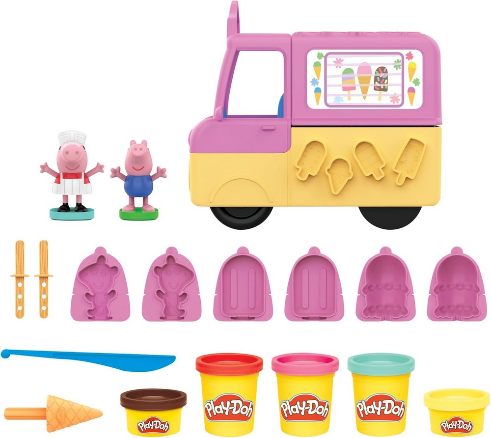 Play-Doh Peppa Pig Ice Cream Truck Playset - Kids Creative Toy, Peppa Pig Figures, Fun Ice Cream Making, Non-Toxic Modeling Clay, Sensory Play, Kids Activity, Gift for Children, Pretend Play