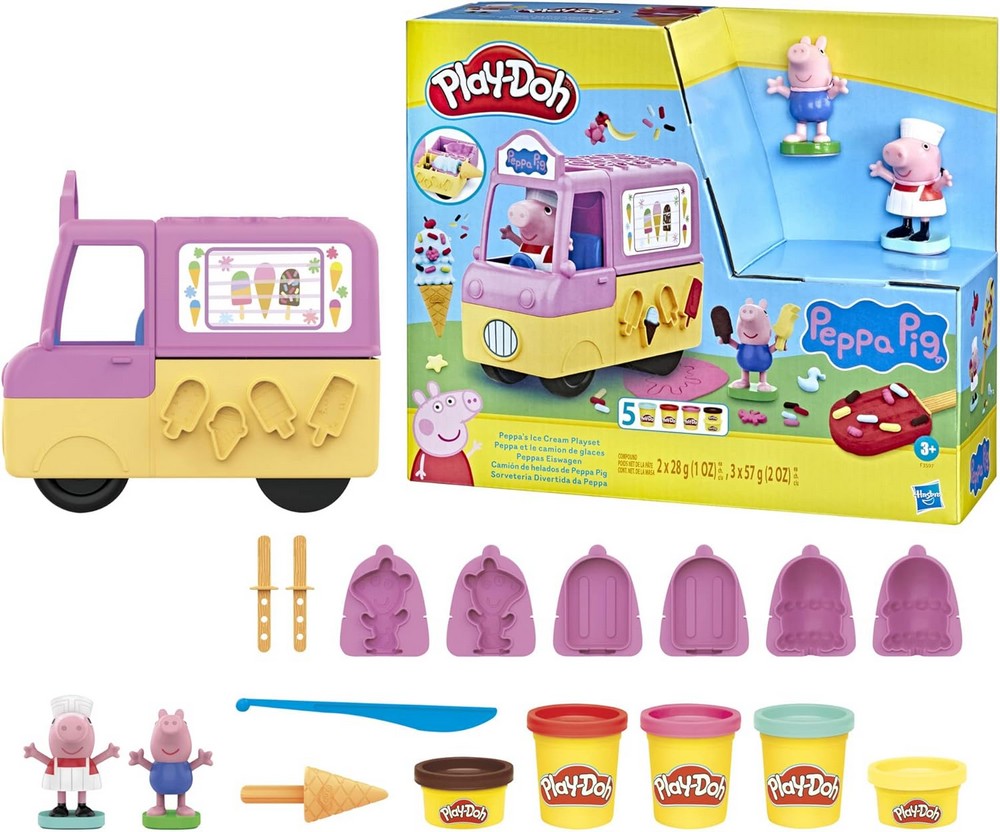 Play-Doh Peppa Pig Ice Cream Truck Playset - Kids Creative Toy, Peppa Pig Figures, Fun Ice Cream Making, Non-Toxic Modeling Clay, Sensory Play, Kids Activity, Gift for Children, Pretend Play