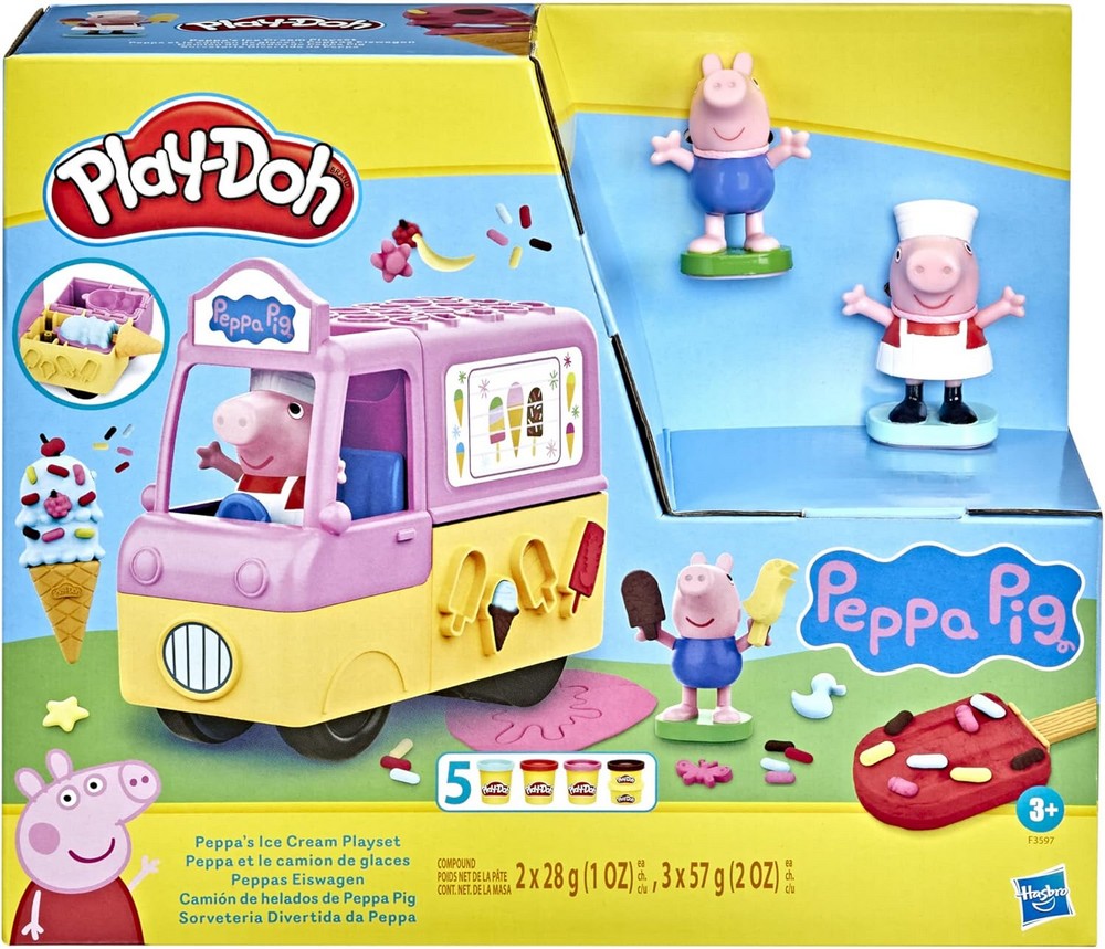 Play-Doh Peppa Pig Ice Cream Truck Playset - Kids Creative Toy, Peppa Pig Figures, Fun Ice Cream Making, Non-Toxic Modeling Clay, Sensory Play, Kids Activity, Gift for Children, Pretend Play