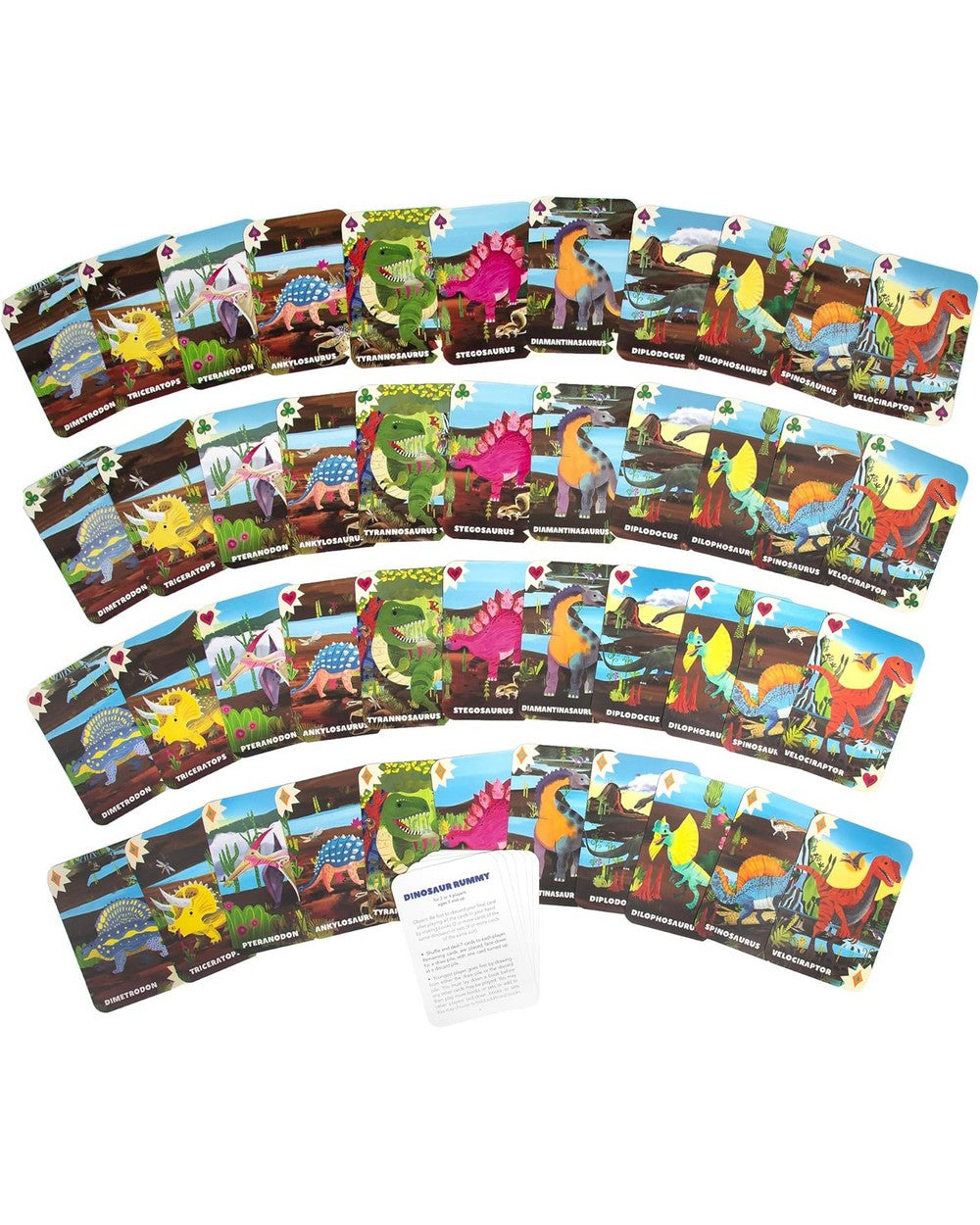 eeBoo Dinosaur Rummy Playing Cards – Fun Card Game for Kids & Adults, Educational, Family Game, Dinosaur-Themed Deck