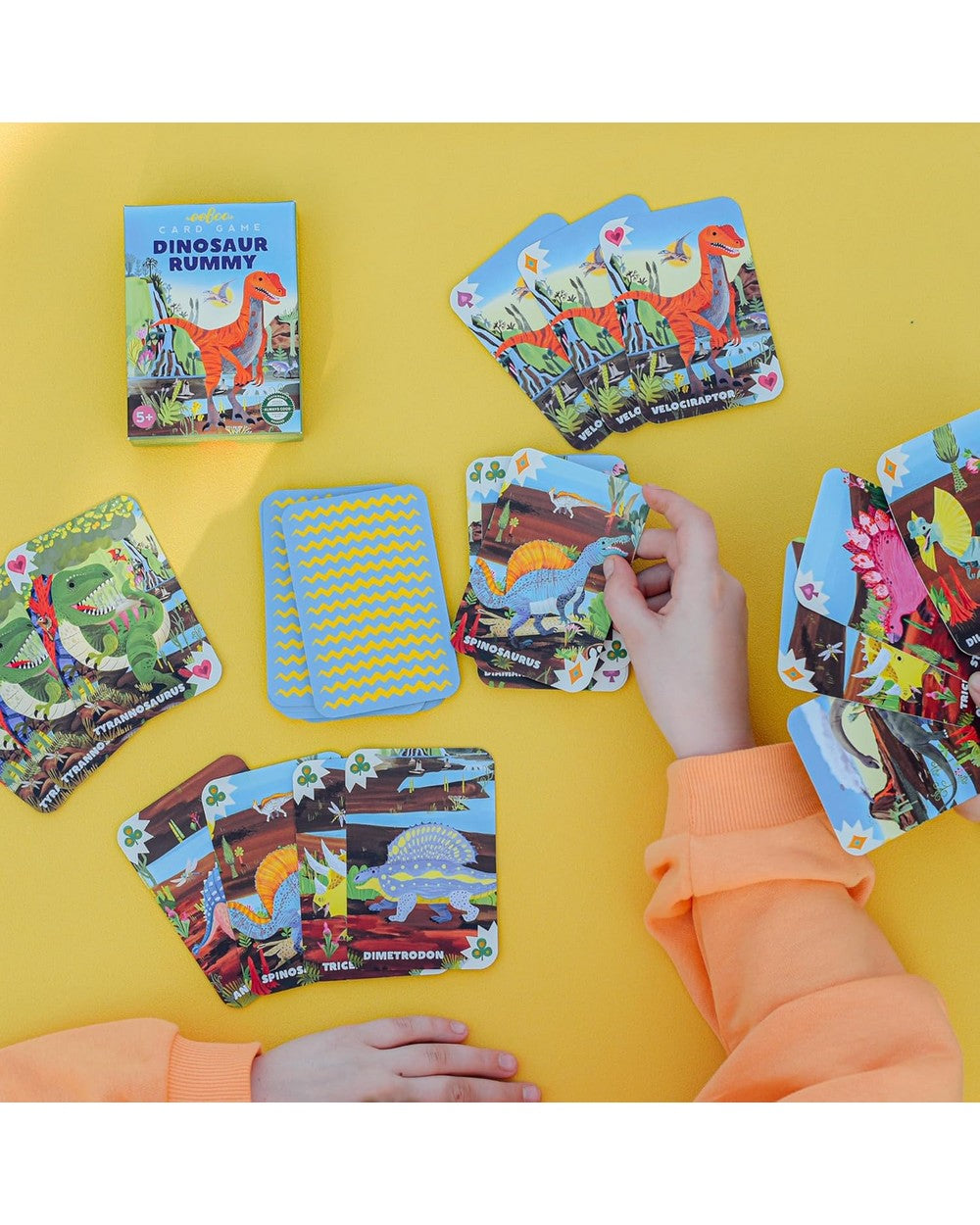 eeBoo Dinosaur Rummy Playing Cards – Fun Card Game for Kids & Adults, Educational, Family Game, Dinosaur-Themed Deck