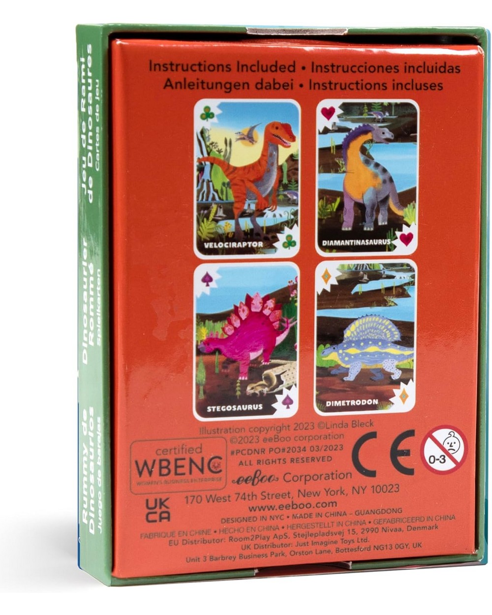 eeBoo Dinosaur Rummy Playing Cards – Fun Card Game for Kids & Adults, Educational, Family Game, Dinosaur-Themed Deck