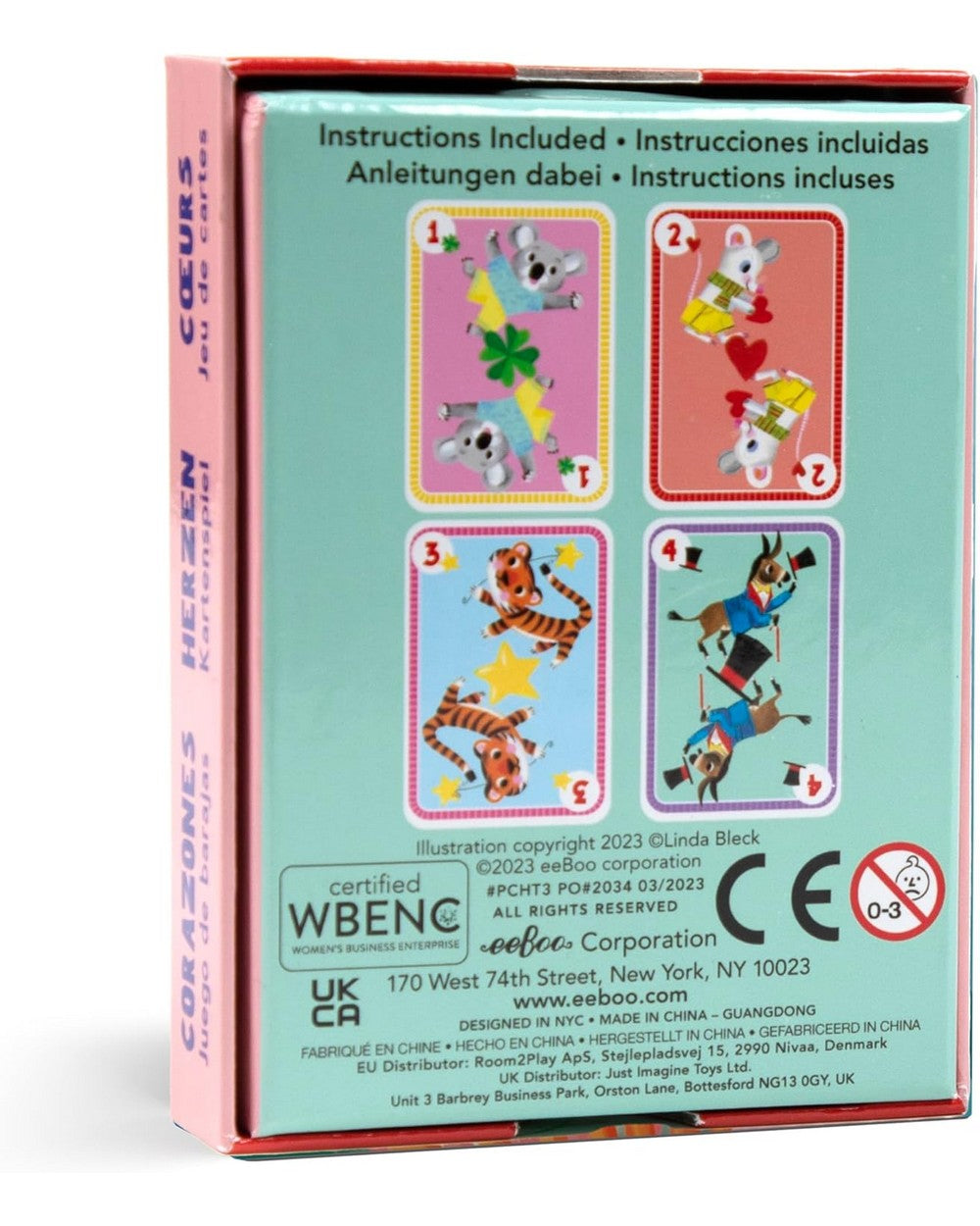 eeBoo Hearts Playing Cards – Classic Card Game for Family Fun, Educational, Durable, Beautifully Illustrated Deck